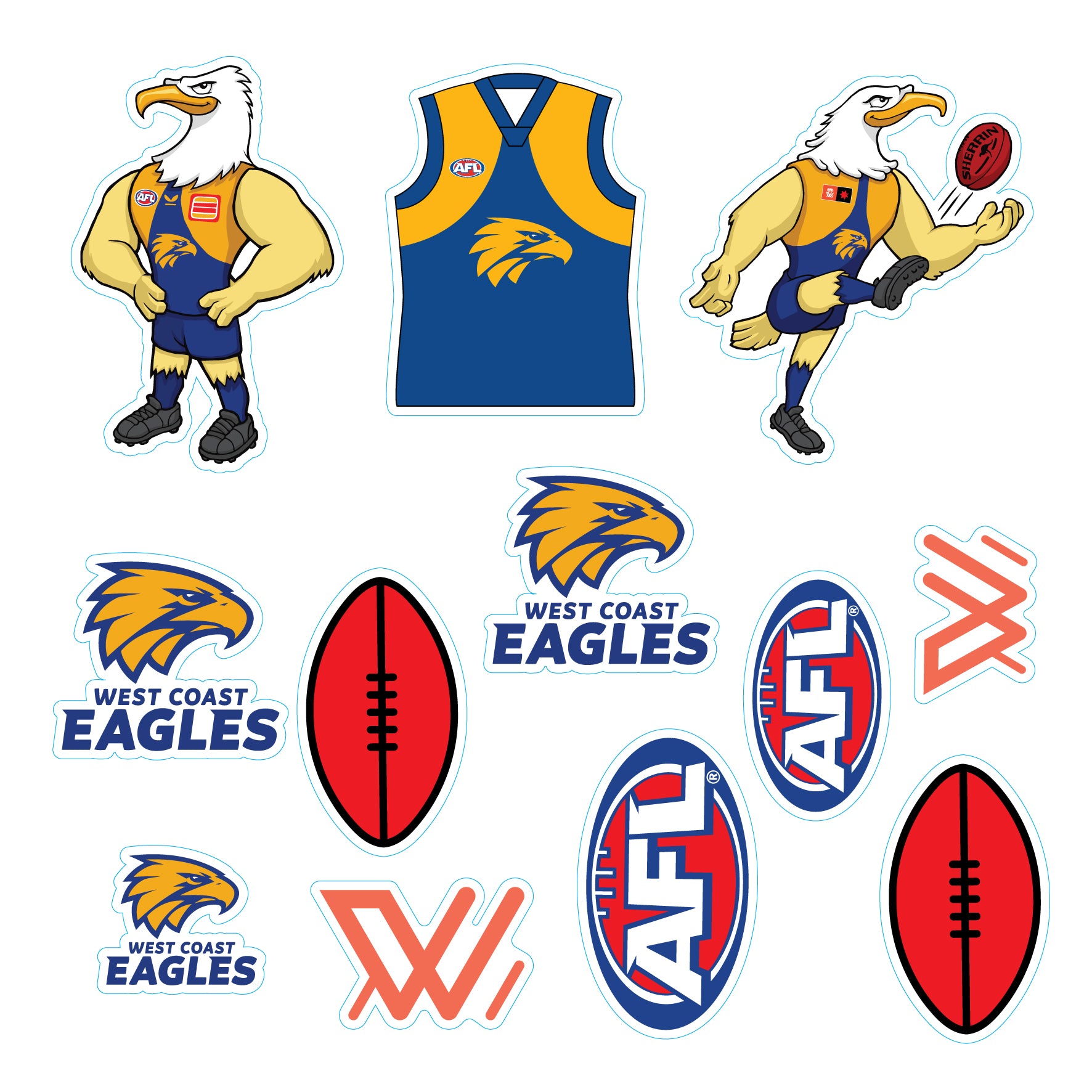 AFL Licensed Individual Team Sticker Sheets (5-pack) - Choose Your Team!