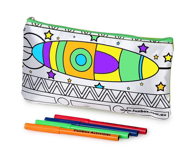 Colour-In Rocket Ship Pencil Case