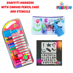 Graffiti Spray Markers With Canvas Pencil Case And Stencils