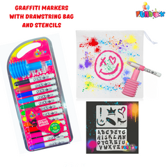 Graffiti Spray Markers With Drawstring Bag And Stencils