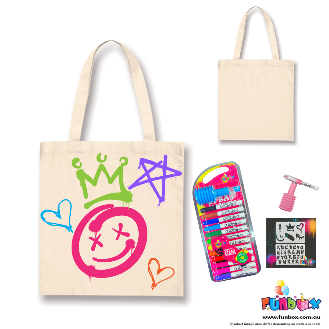 Canvas Tote Bag Cotton Blend With Graffiti Markers