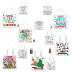 Christmas Themed Colour-In Tote Bag