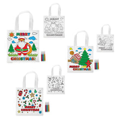 Christmas Themed Colour-In Tote Bag