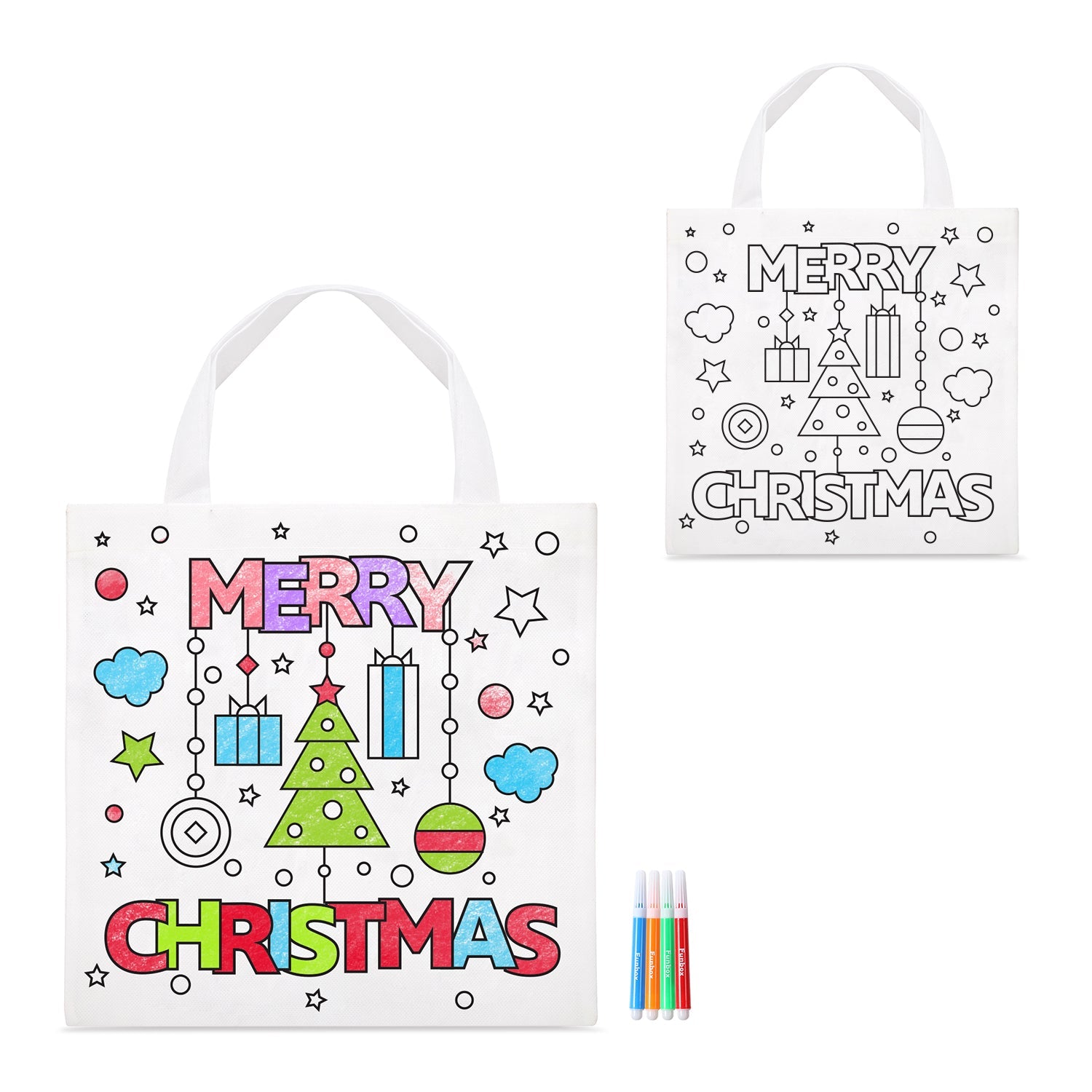 Christmas Themed Colour-In Tote Bag