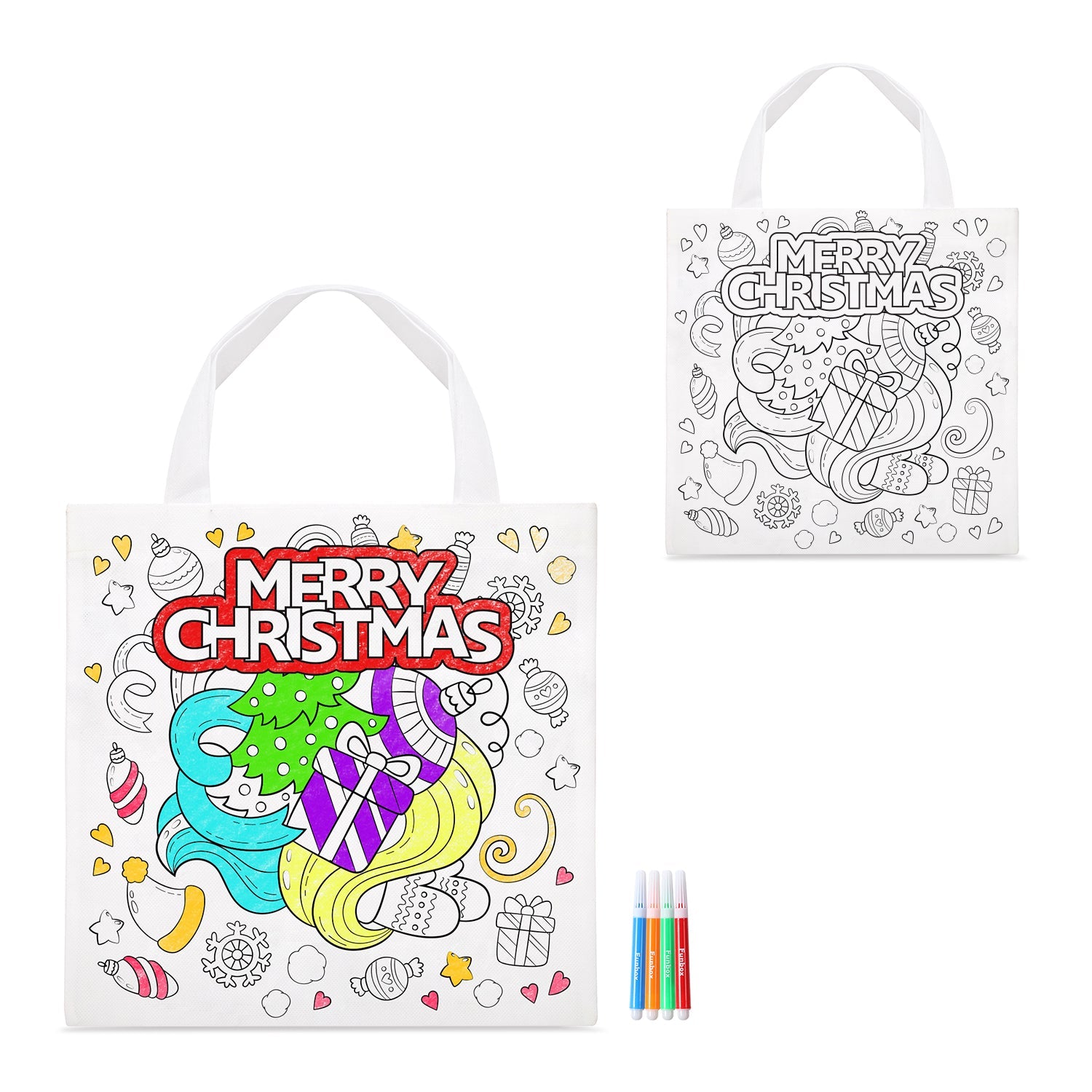 Christmas Themed Colour-In Tote Bag