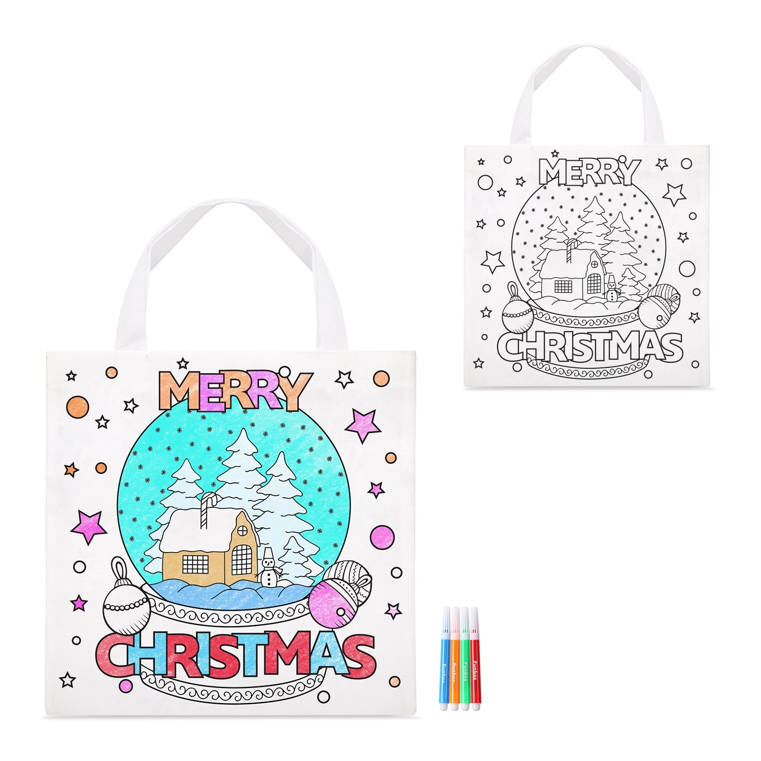 Christmas Themed Colour-In Tote Bag